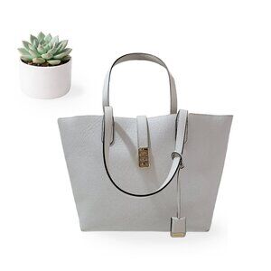 Michael Kors Large Pebbled Leather Tote Bag White Gold Hardware
